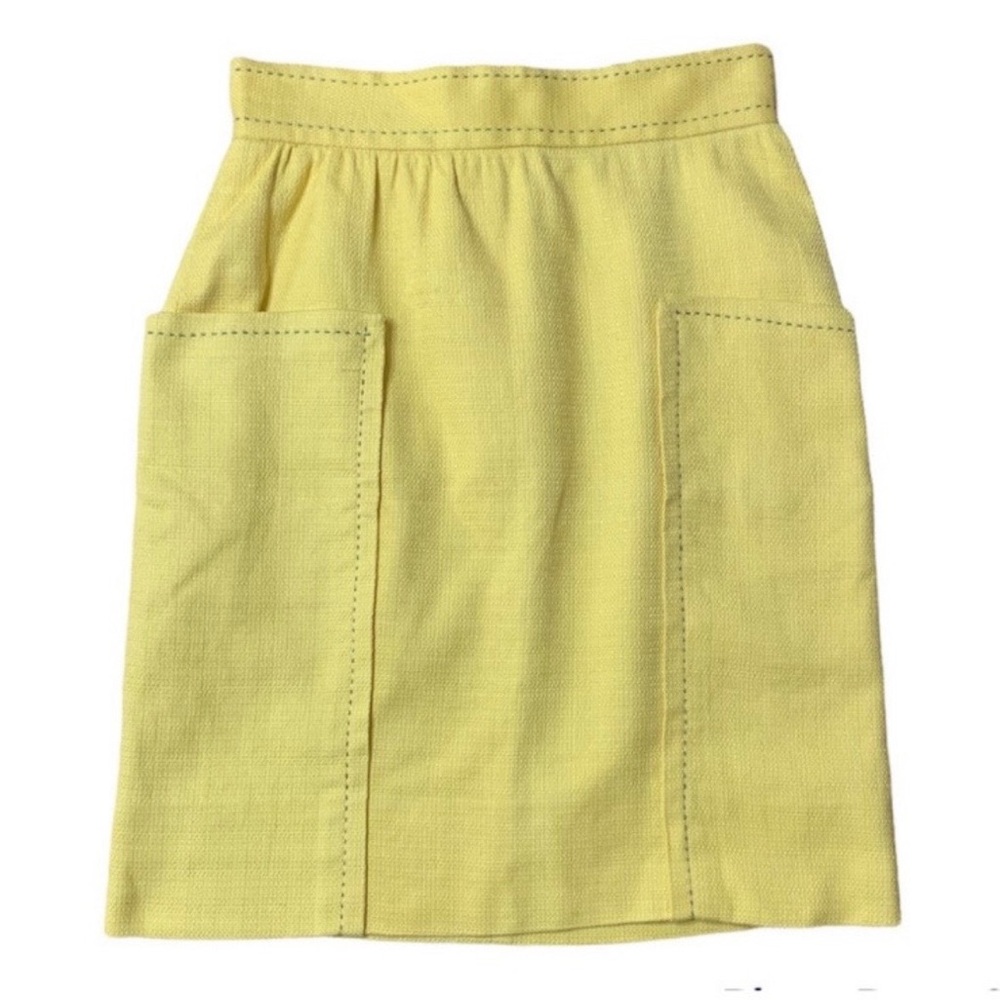 Anthropologie yellow tweed pencil skirt.